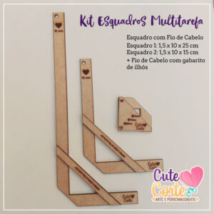 KIT ESQUADROS MULTI TAREFA + GABARITO FIO DE CABELO / ILHOS