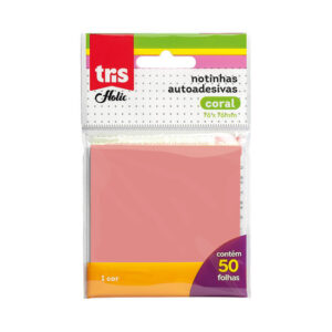 NOTA AUTOADESIVA - TRIS HOLIC POP - 76X76MM X 50 FOLHAS - CORAL