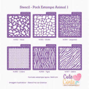 STENCIL - MOLDE VAZADO PARA PINTURA - KIT COM 6 MODELOS - N1102