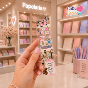 Marcador de Páginas Acrílico - Coleção Preciosa - Forte e Corajosa / Scrap