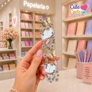 Marcador de Páginas Acrílico - Coleção Preciosa - Livros e Borboletas