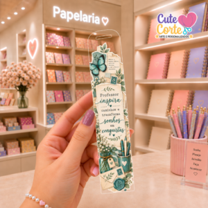 Marcador de Páginas Acrílico - Coleção Professores - Scrap Esmeralda
